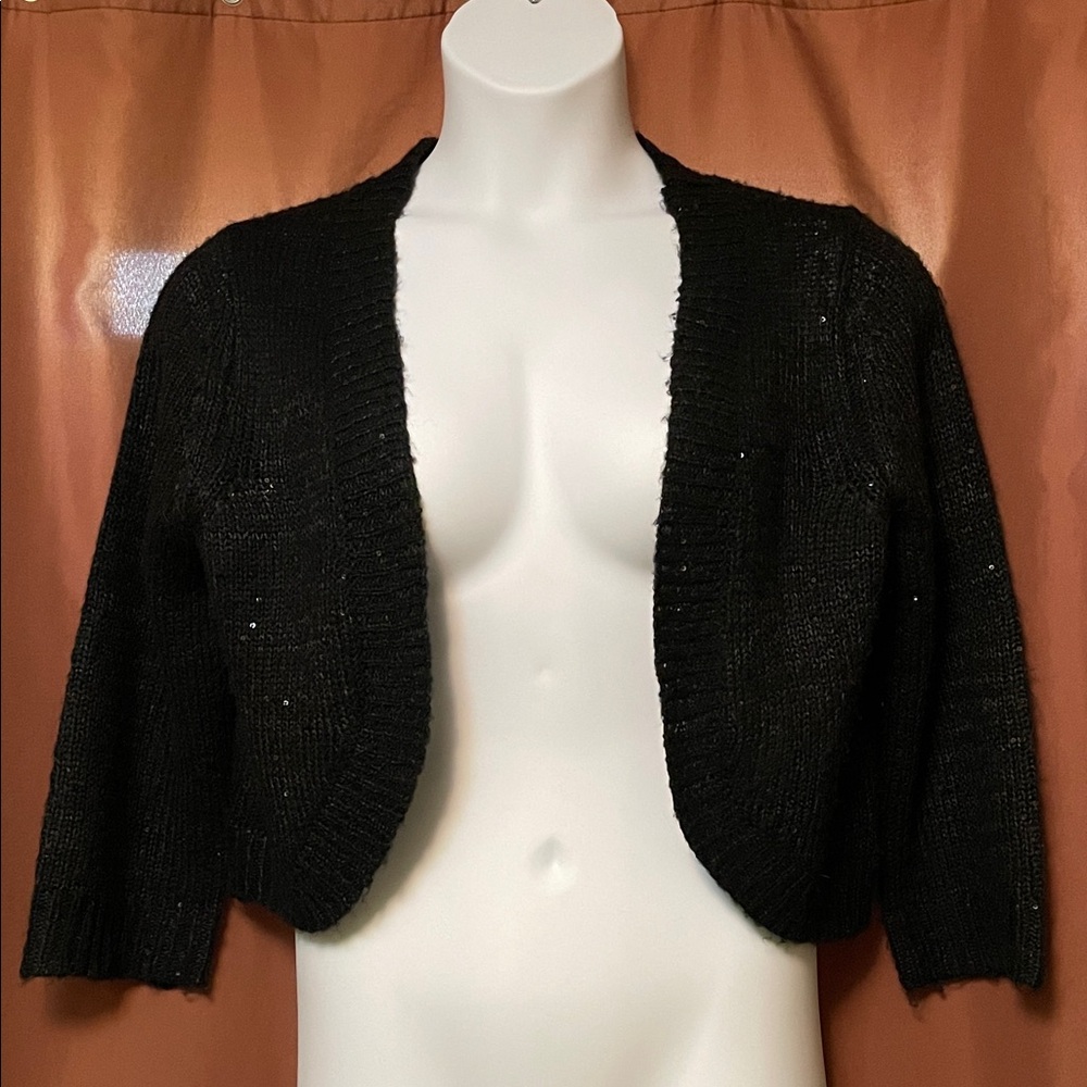 NY Collection Sequined Black Women's Shrug